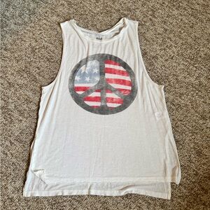 Billabong White Tank Top with Peace Sign Graphic